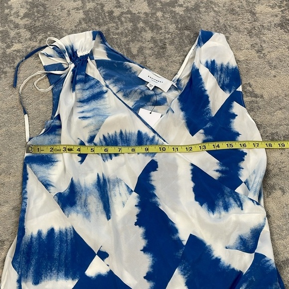 NWT Equipment Femme Chantal Blouse Bright Cobalt Blue Silk Asymmetric Sz S - Picture 9 of 11
